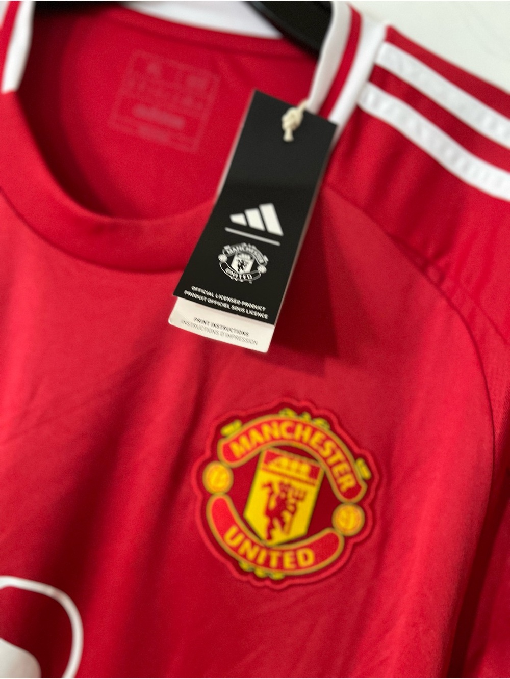 adidas Manchester United Red and White Home Jersey - Picture 6 of 11